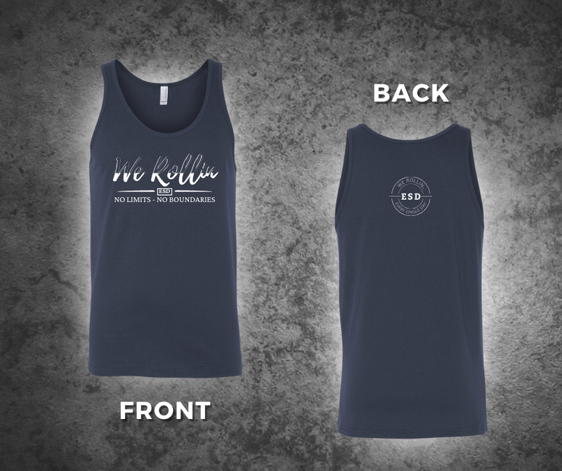 Navy Blue We Rollin, ESD No Limits No Boundaries, Unisex Jersey Tank Top